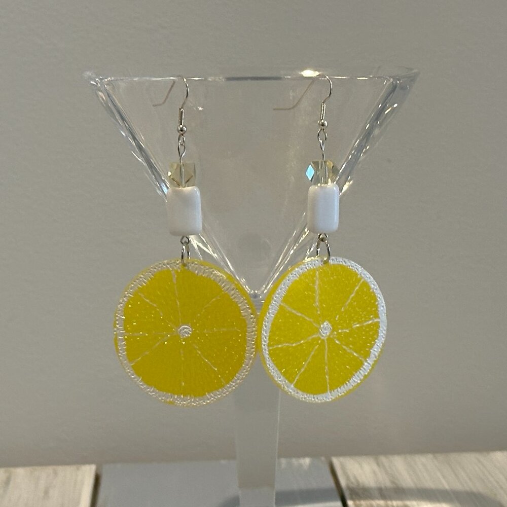 NEW Adorable Lemon Slice Pierced Earrings Fun Festival Summer Ready! Zesty!!!